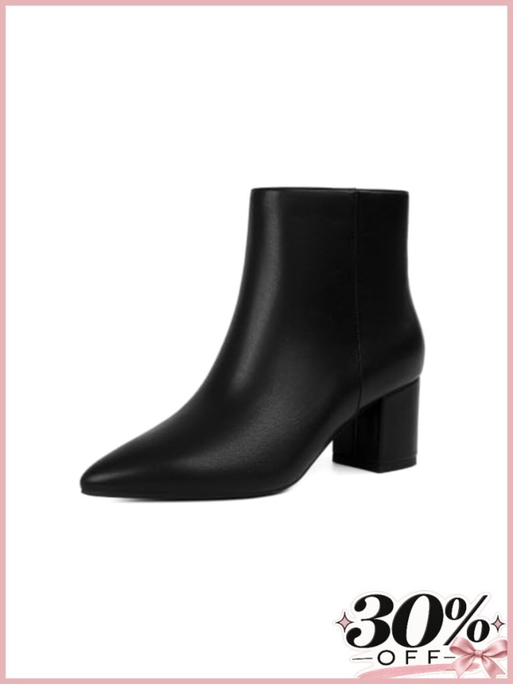 Easyfox Women's Ankle Boots Pointed Toe Faux Leather Block Heel Short Boots